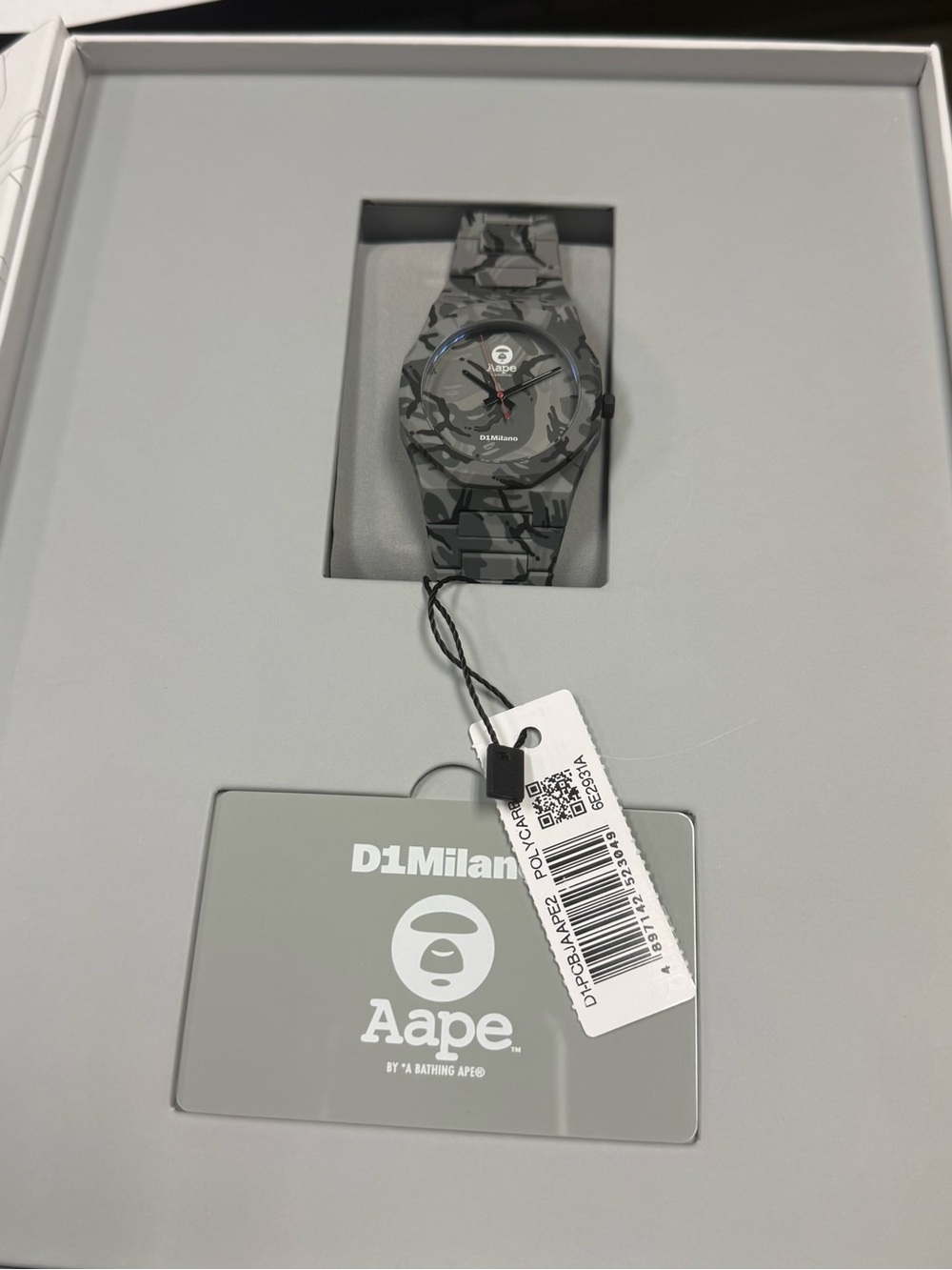 NWT D1 Milano x AAPE A Bathing Ape Black Camo Carbon Watch Limited Edition